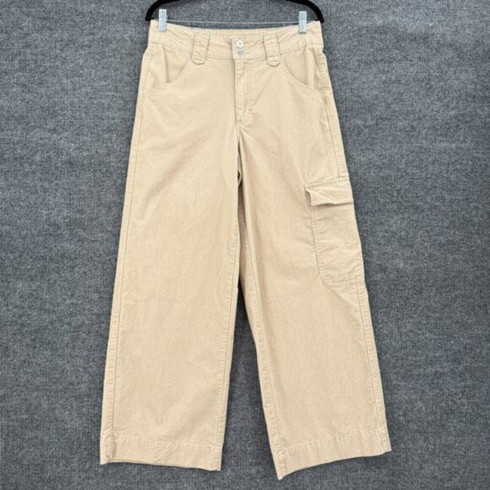 Time and Tru Women Wide Leg Corduroy Cargo Pants Womens 6 Beige Neutral Minimal